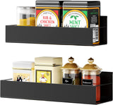 2 Pack Moveable Fridge Magnetic Spice Racks, Metal Black
