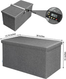 30"x15.74"x15" Storage Ottoman with Tray, Linen Coffee Table Folding Long Shoes Bench Footstool, Dark Grey