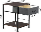 End Table with Fabric Storage Drawer and Open Wood Shelf