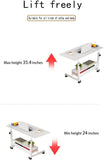 Adjustable Table with Storage Desk , (White, 15"D x 31"W x 35"H)