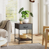 End Table with Fabric Storage Drawer and Open Wood Shelf