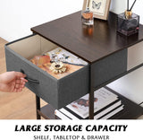 End Table with Fabric Storage Drawer and Open Wood Shelf