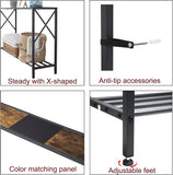 Rustic Brown and Black Narrow Sofa Table with Shelves